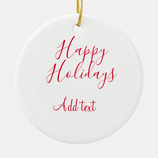 ハッピーホリデークリスマスレッド書道シンプルmi セラミックオーナメント (正面)