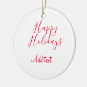 ハッピーホリデークリスマスレッド書道シンプルmi セラミックオーナメント (左)