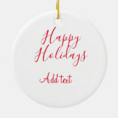 ハッピーホリデークリスマスレッド書道シンプルmi セラミックオーナメント (裏面)