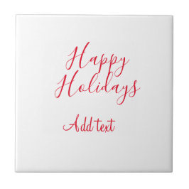 ハッピーホリデークリスマスレッド書道シンプルmi タイル