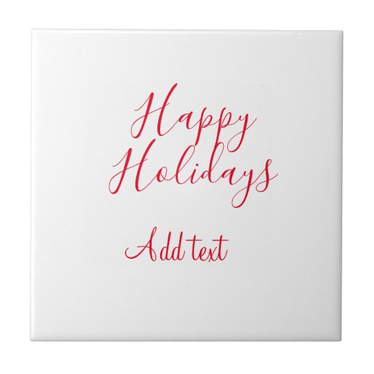 ハッピーホリデークリスマスレッド書道シンプルmi タイル (正面)