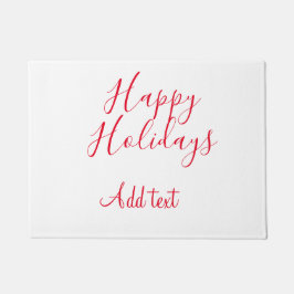 ハッピーホリデークリスマスレッド書道シンプルmi ドアマット