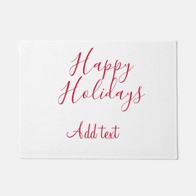 ハッピーホリデークリスマスレッド書道シンプルmi ドアマット (正面)