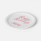 ハッピーホリデークリスマスレッド書道シンプルmi ペーパープレート (アングル)