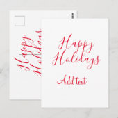 ハッピーホリデークリスマスレッド書道シンプルmi ポストカード (正面/裏面)