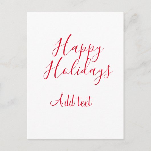 ハッピーホリデークリスマスレッド書道シンプルmi ポストカード (正面)