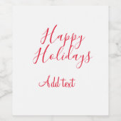 ハッピーホリデークリスマスレッド書道シンプルmi ワインラベル (シングルラベル)