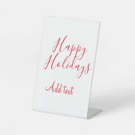 ハッピーホリデークリスマスレッド書道シンプルmi 台座サイン