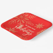 ハッピーホリデークリスマス金ゴールド雪、赤 ペーパープレート (傾斜あり)