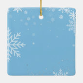 ハッピーホリデークリスマス、白い雪の結晶、赤 セラミックオーナメント (裏面)