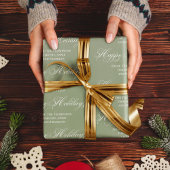 ハッピーホリデーグリーンスクリプパーソナライズされたト ラッピングペーパー