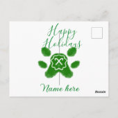 ハッピーホリデーグリーンドッグペットの足キャンディーケーン動物 ポストカード (裏面)