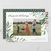 ハッピーホリデーグリーンフレームクリスマスカード シーズンカード (正面/裏面)