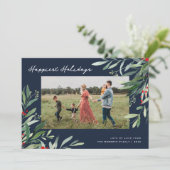 ハッピーホリデーグリーンフレーム海軍クリスマスカード シーズンカード (スタンド正面)