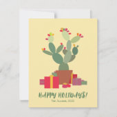 ハッピーホリデーサボテンのクリスマスホリデーカード シーズンカード (正面)