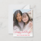 ハッピーホリデーシックな赤い手書き休暇写真 ノートカード (正面)