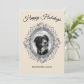 ハッピーホリデーシルバーグレイ葉リース写真 シーズンカード (スタンド正面)