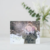 ハッピーホリデーシンプルのスクリプトキッズフォト シーズンポストカード (スタンド正面)