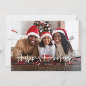 ハッピーホリデーシンプルの雪枠写真カード シーズンカード (正面)