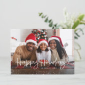 ハッピーホリデーシンプルの雪枠写真カード シーズンカード (スタンド正面)