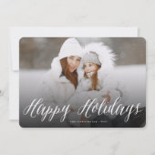 ハッピーホリデーシンプルズのホワイトスクリプトモダンの写真 シーズンカード (正面)