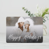 ハッピーホリデーシンプルズのホワイトスクリプトモダンの写真 シーズンカード (スタンド正面)