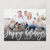 ハッピーホリデーシンプルズブラシスクリプトモダン写真 シーズンポストカード (正面)