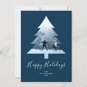 ハッピーホリデーシンプルズブルークリスマスツリー写真 シーズンカード (正面)