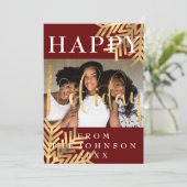 ハッピーホリデーシーズングリーティングバーガンディ金ゴールド シーズンカード (スタンド正面)