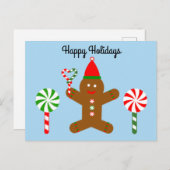 ハッピーホリデージンジャーブレッドマン#1はがき ポストカード (正面/裏面)