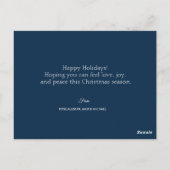 ハッピーホリデースクリプトオーバーレイのクリスマスフォトカード ポストカード (裏面)