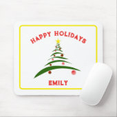 ハッピーホリデースタイリッシュクリスマスツリーマウスパッド マウスパッド (マウス)