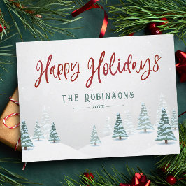 ハッピーホリデースタイリッシュズ素朴カントリーウィンターツリーズ シーズンポストカード