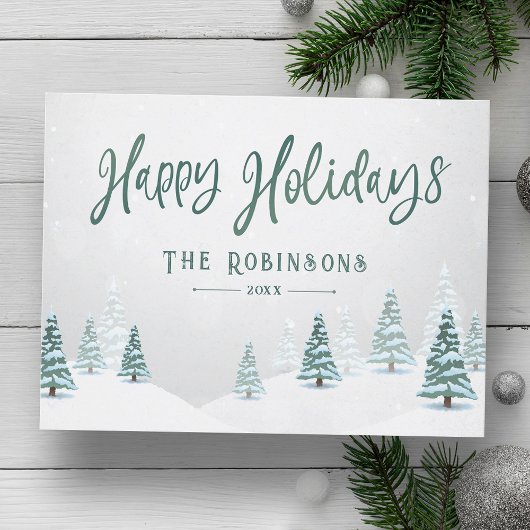 ハッピーホリデースタイリッシュズ素朴カントリーウィンターツリーズ シーズンポストカード