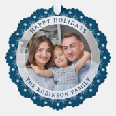 ハッピーホリデースタイリッシュモダンエレガント写真 オーナメントカード (正面)