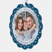 ハッピーホリデースタイリッシュモダンエレガント写真 オーナメントカード (左)