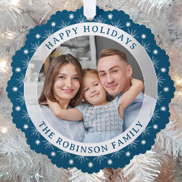 ハッピーホリデースタイリッシュモダンエレガント写真 オーナメントカード