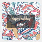 ハッピーホリデーステッカー スクエアシール (正面)
