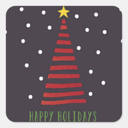 ハッピーホリデーステッカー – スクエア スクエアシール (正面)