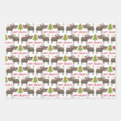 ハッピーホリデースノーフレークかわいいトナカイのクリスマス ラッピングペーパーシート (正面)