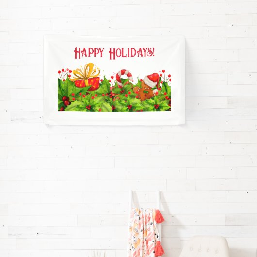 ハッピーホリデーズおもしろいクリスマスバナー 横断幕 (インサイチュ)