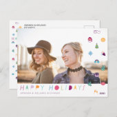 ハッピーホリデーズおもしろいクリスマス絵文字ファミリー写真 ポストカード (正面/裏面)