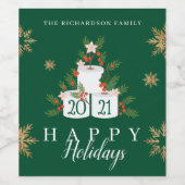 ハッピーホリデーズおもしろいトイレ紙クリスマスツリー ワインラベル (シングルラベル)