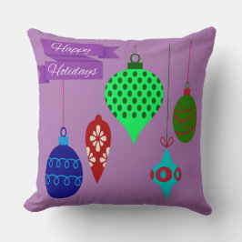 ハッピーホリデーズつるオーナメントリッチパープル クッション