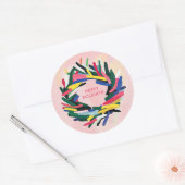 ハッピーホリデーズはっきりしたクリカラフルスマスリース ラウンドシール (封筒)