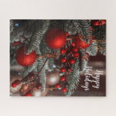 ハッピーホリデーズぶら下がったクリスマスオーナメントズオンツリー ジグソーパズル (横)