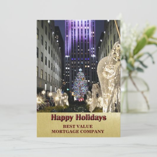 ハッピーホリデーズアイコニックロックフェラープラザビジネス シーズンカード (スタンド正面)