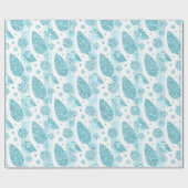 ハッピーホリデーズアクアホワイトグリッタークリスマスツリー ラッピングペーパー (フラット)