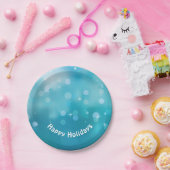 ハッピーホリデーズアクア《写真》ぼけ味ライト ペーパープレート (パーティー)