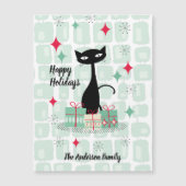 ハッピーホリデーズアトミッククリスマスキャットマグネティックカード (正面)